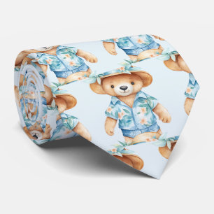 Col cravate Ours en peluche bleu