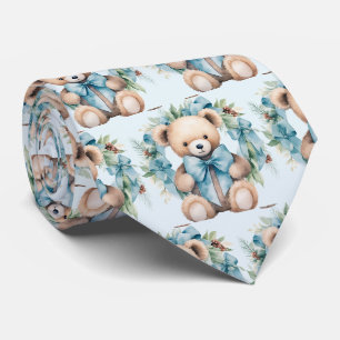 Col cravate Ours en peluche bleu