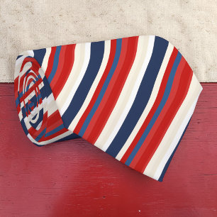 Col cravate patriotique rayé rouge, blanc et bleu