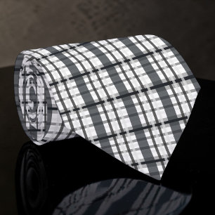 Col cravate personnalisé à carreaux noir et blanc