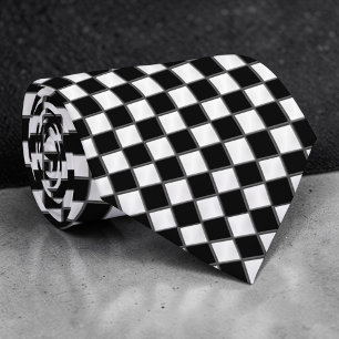 Col cravate personnalisé à carreaux noir et blanc