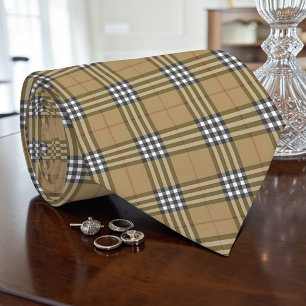 Col cravate personnalisé écossais tartan marron