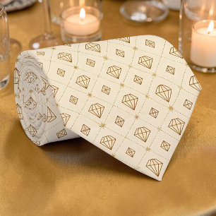 Col cravate personnalisé motif diamant or élégant