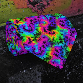 Col cravate personnalisé Tie-Dye néon rétro