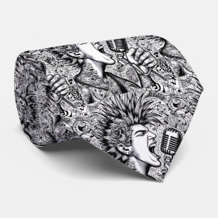 Col cravate punk rock noir et blanc