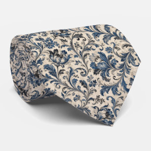 Col cravate tourbillon bleu, noir et blanc