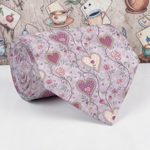 Col cravate Wonderland Lilac motif classique