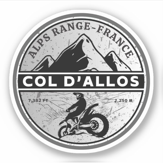 Col d'Allos, französische Motorradtour in Alpes Aufkleber (Vorderseite)