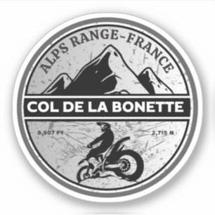 Col de la Bonette französische Alpen Motorrad-Tour Aufkleber