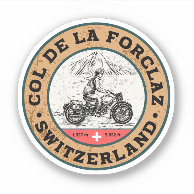 Col de la Forclaz - Motorradgeschenke der Schweize Aufkleber (Vorderseite)