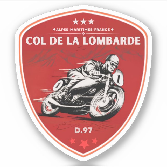 Col de la Lombarde französische Motorradgeschenke  Aufkleber (Vorderseite)