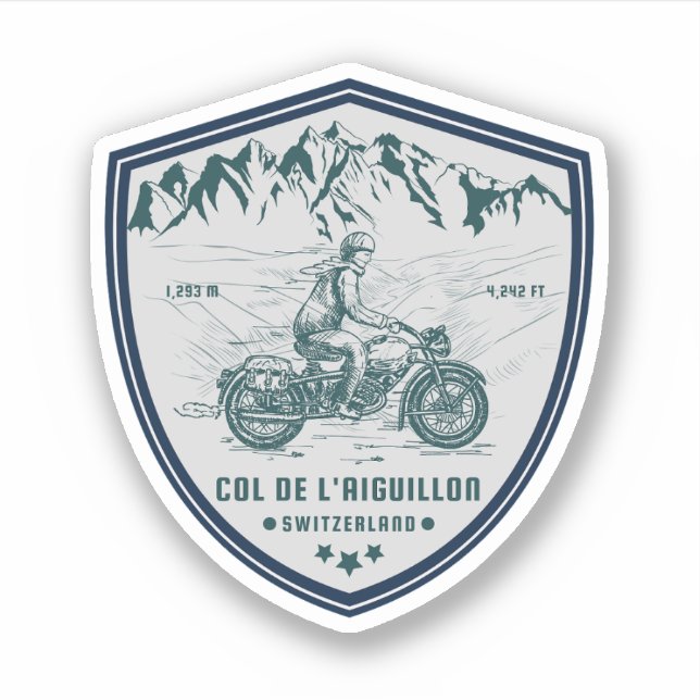 Col de l'Aiguillon - Schweizer Alpen - Motorradtou Aufkleber (Vorderseite)