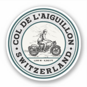 Col de l'Aiguillon - Schweizer Alpen - Motorradtou Aufkleber