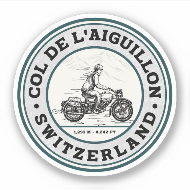 Col de l'Aiguillon - Schweizer Alpen - Motorradtou Aufkleber (Vorderseite)