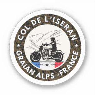 Col de l'Iseran französische Alpen Motorrad-Tour Aufkleber