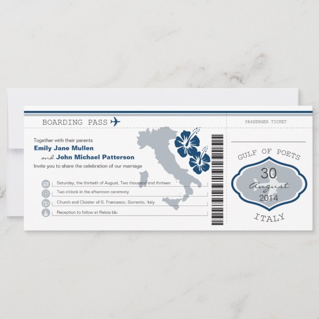 Col d'embarquement en Italie Faire-part de mariage (Devant)