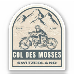 Col des Mosses Schweizer Alpen Motorradtour Aufkleber