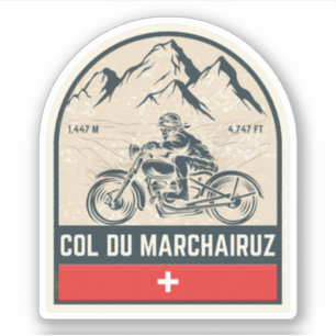 Col du Marchairuz Schweizer Alpen Motorradtour Aufkleber