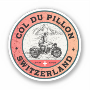 Col du Pillon Schweizer Alpen Motorradtour Aufkleber