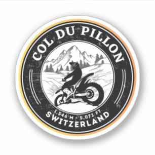 Col du Pillon Schweizer Alpen Motorradtour Aufkleber