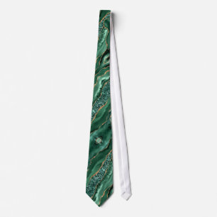 Col vert Agate Or Paillettes Émeraude Col Cravate