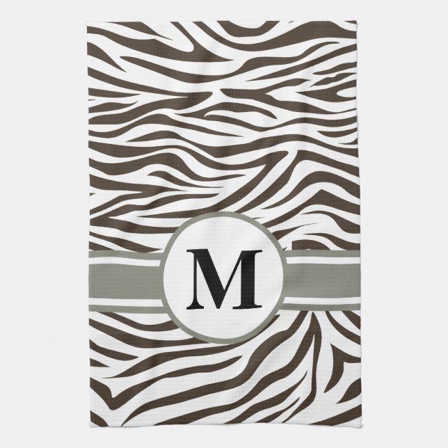 Cola Safari Zebra mit Monogramm Küchentuch (Vertikal)