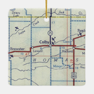 Colby Kansas Vintag Map Keramikornament