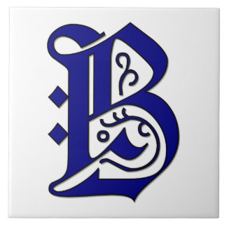 Colchester Letter B Blue Monogram Accent Tile Fliese