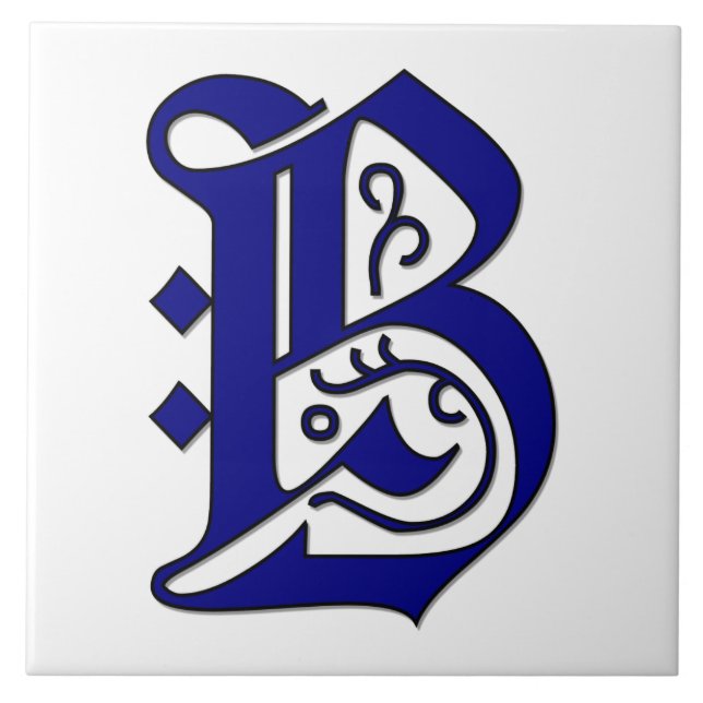 Colchester Letter B Blue Monogram Accent Tile Fliese (Vorderseite)