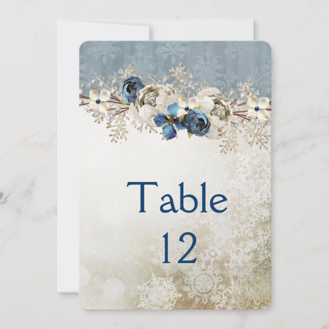 Cold Blue Winter Day Table Card Einladung (Vorderseite)