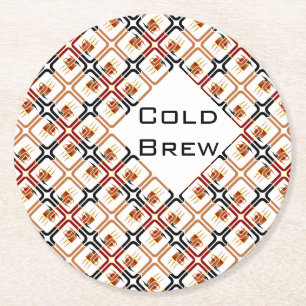 Cold Break Coffee Cup Brown Red Black Tasse Java Runder Pappuntersetzer