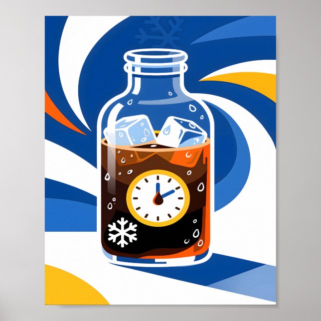 Cold Brew Kaffee Zeit Konzept Modern Blau Poster (Vorne)