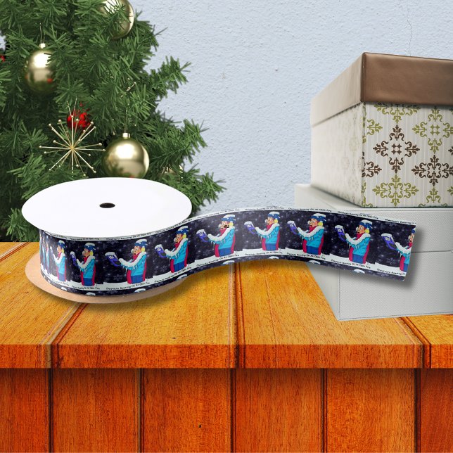 Cold Christmas Caroler 1.5" Wide Satin Ribbon Satinband (Cold Christmas Caroler 1.5" Wide Satin Ribbon)
