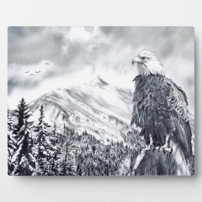 Cold Eagle and Mountains Plaque Fotoplatte (Vorderseite)