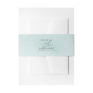 Cold Green - Sage Dusty Blue Watercolor Textur Einladungsbanderole
