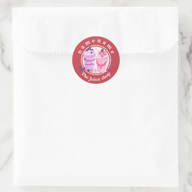 Cold Jogurt Smoothies Fruchtsaftshop Logo Runder Aufkleber (Tasche)