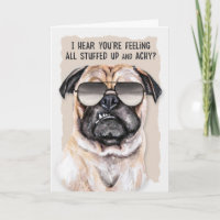 Cold or Flu Funny Mops Hund bekommen gute Karte
