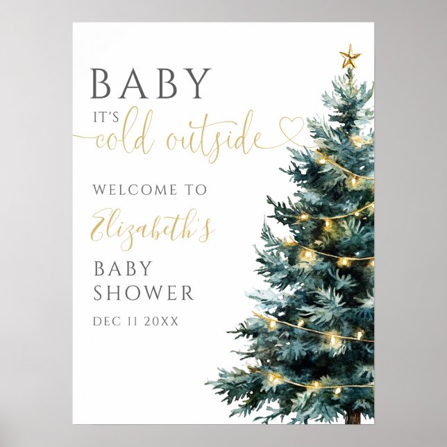 Cold Outdoor Christmas Baby Dusche Begrüßungszeich Poster (Vorne)