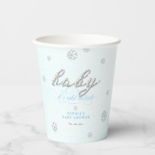 Cold Outdoor Kristall Glitzer Winter Baby Dusche Pappbecher