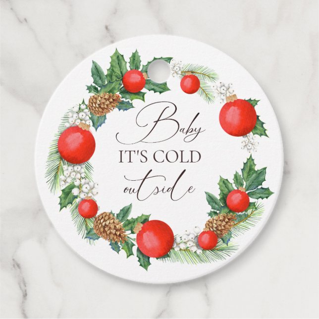 Cold Outdoor Weihnachtsbad Winter Baby Dusche Geschenkanhänger (Vorderseite)