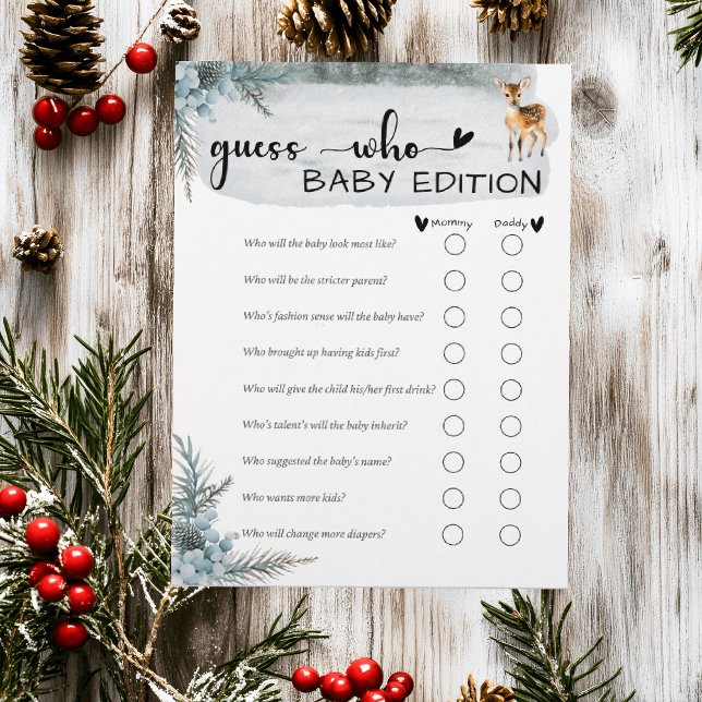 Cold Outdoor Winter Animals Baby Dusche raten, wer Flyer (Von Creator hochgeladen)