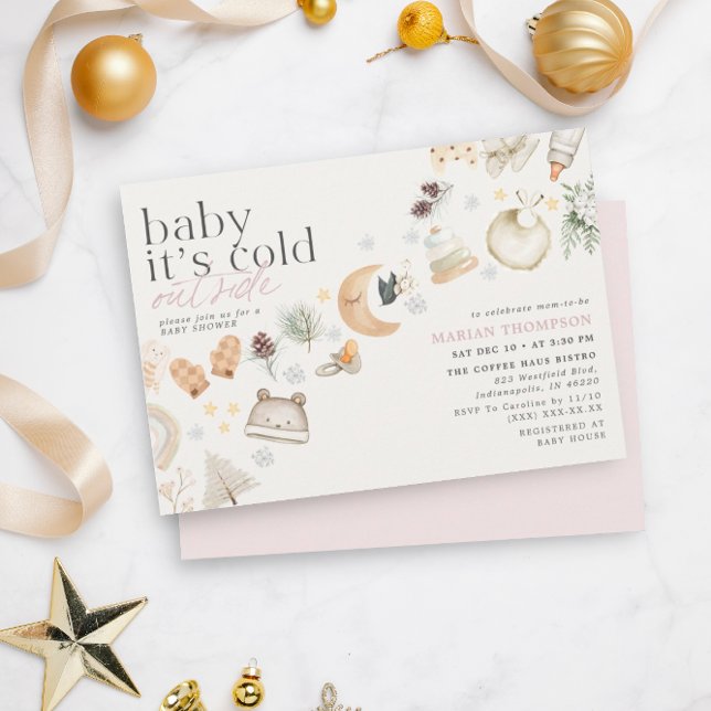 Cold Outdoor Winter Baby Shower Girl Einladung (Von Creator hochgeladen)