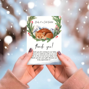 Cold Outdoor Woodland Fox Winter Baby Dusche Dankeskarte