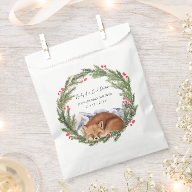 Cold Outdoor Woodland Fox Winter Baby Dusche Geschenktütchen (Ausgeschnitten)