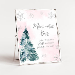 Cold Outside Pink Winter Baby Dusche Mama Osa Bar Poster