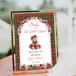 Cold Outside Teddy Bear Baby Dusche Willkommen Poster