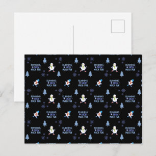 Cold Weather Running Christmas Snowman Postkarte