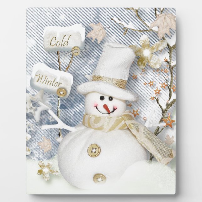 Cold Winter Snowman Fotoplatte (Vorderseite)