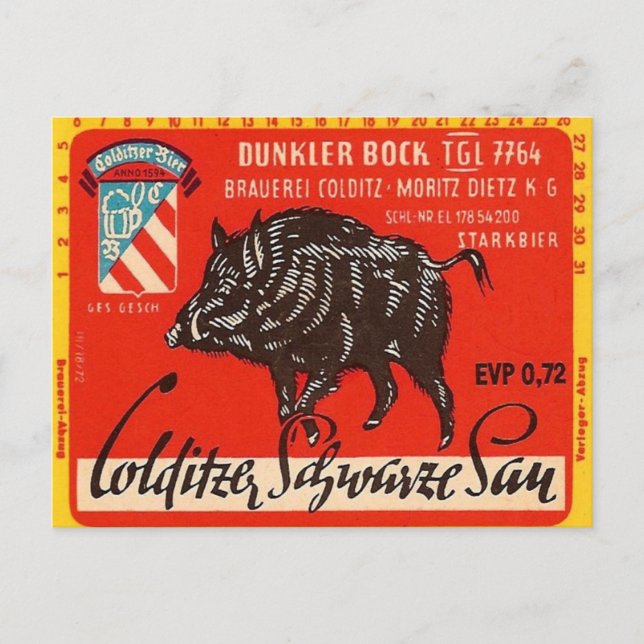 Colditzer Schwarze Sau Postkarte (Vorderseite)