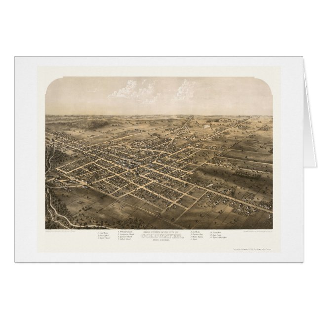 Coldwater, panoramische Karte MI - 1868 (Vorderseite (Horizontal))